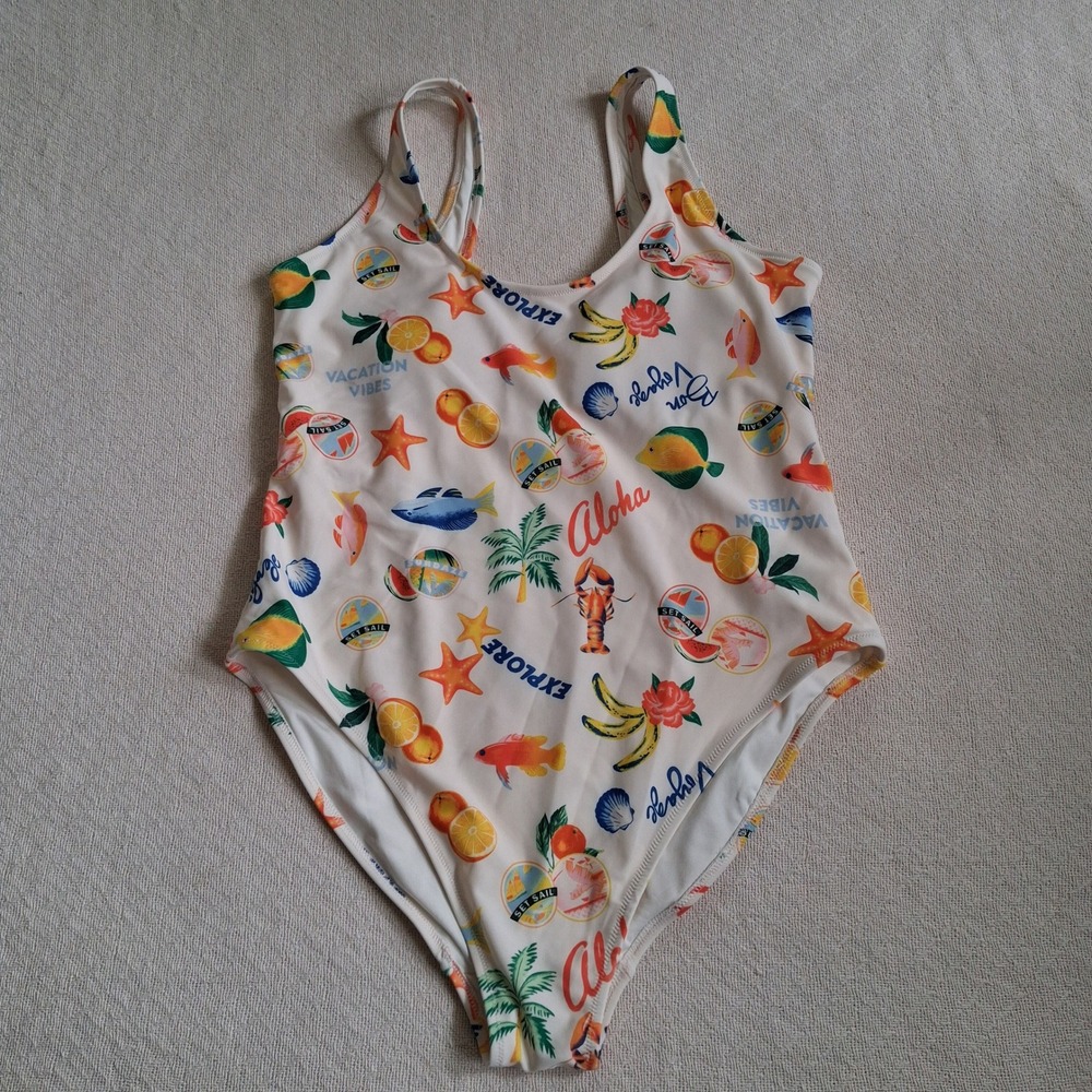 old navy plus 2x go fish tropical matre one piece swimsuit bathing suit